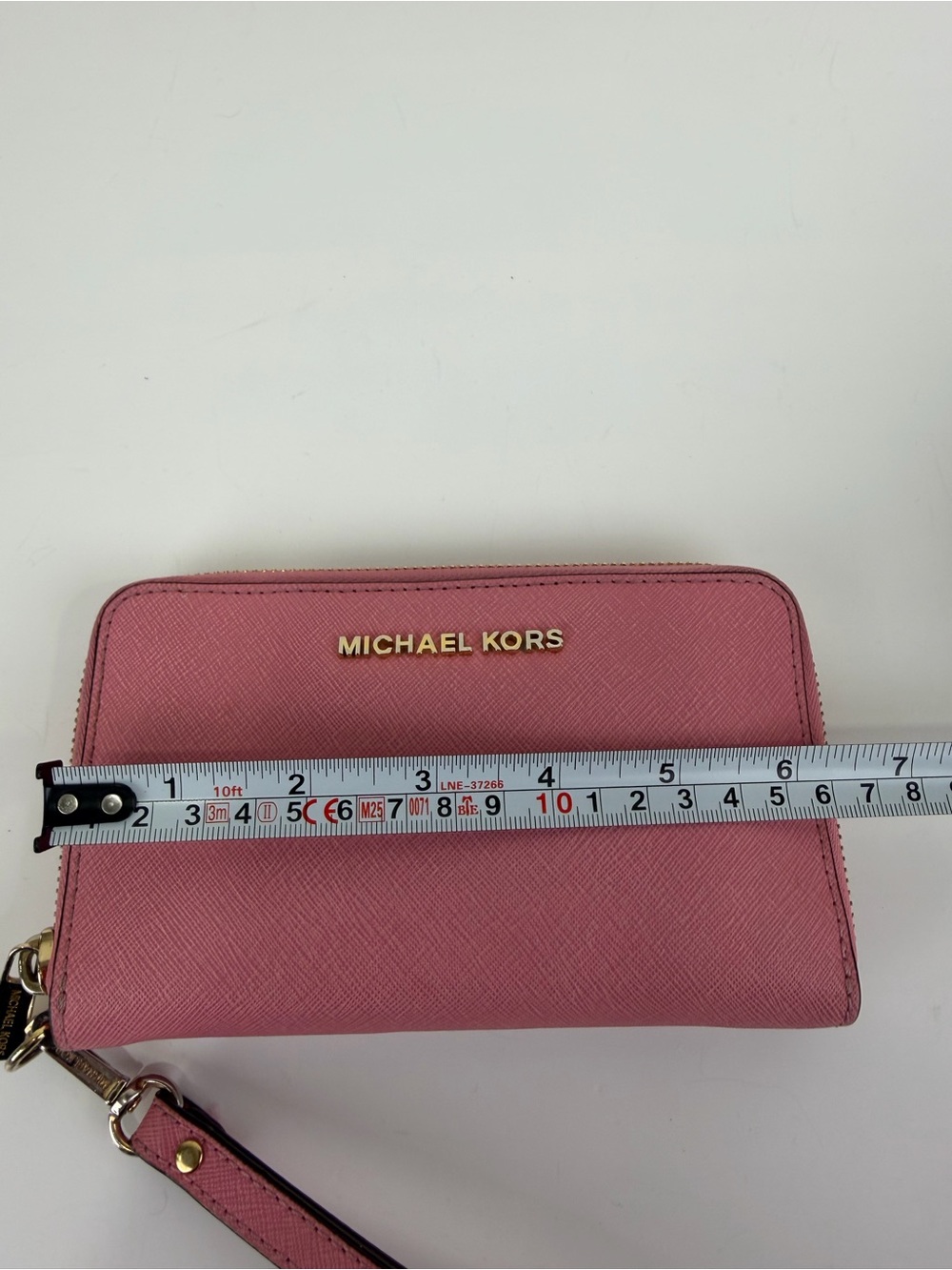 Michael Kors Jet Set Travel Large Zip Wristlet Wallet Pink Saffiano Leather - Picture 3 of 9